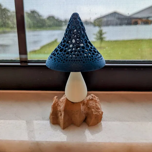 Đế đèn ngủ nấm Voronoi với đá nền - Image 1