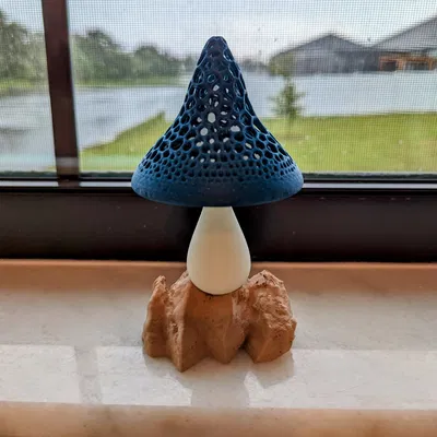 Đế đèn ngủ nấm Voronoi với đá nền