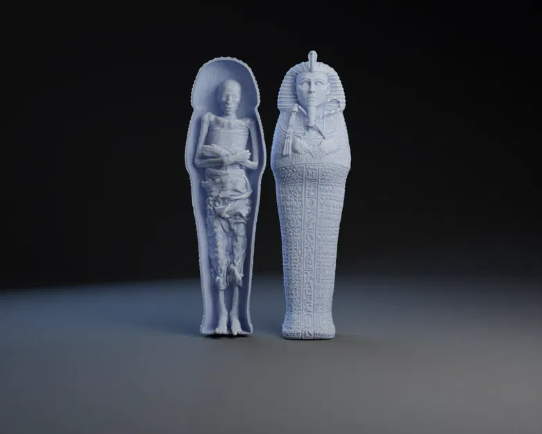 Hộp bút hình quan tài Ai Cập với xác ướp kèm theo - Image 1