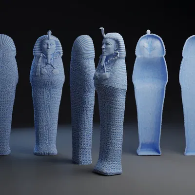 Hộp bút hình quan tài Ai Cập với xác ướp kèm theo