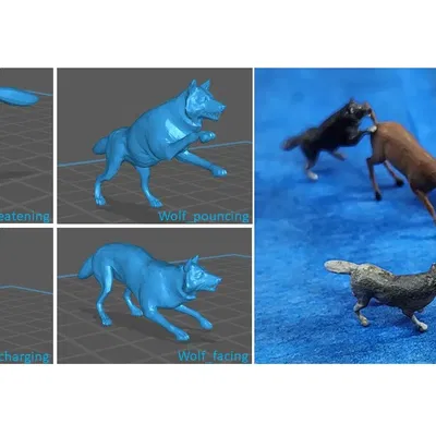 4 con sói săn mồi cho mô hình diorama