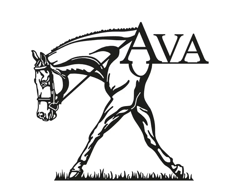 Ngựa Ava đi trên cỏ với biển tên cá nhân - Image 1