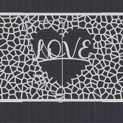 Trái tim khung với thiết kế Voronoi và tình yêu bên trong