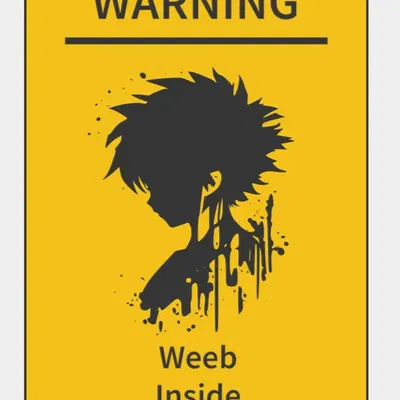 Biển cảnh báo - Gamer - Nhân vật nam phong cách anime