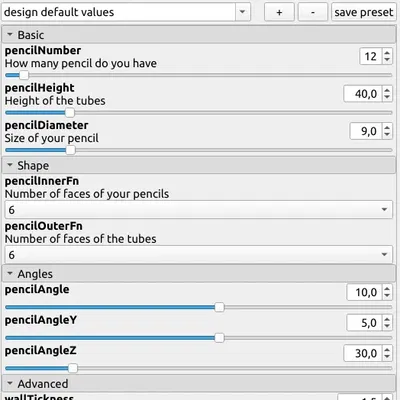Giá đỡ bút chì/bút bi tùy chỉnh bằng OpenScad