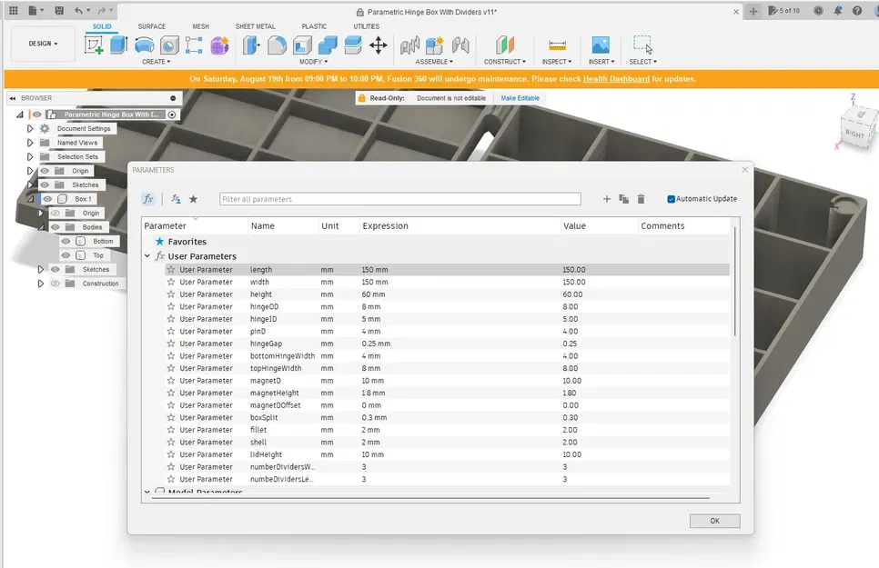 Hộp có bản lề điều chỉnh với ngăn chia và khóa từ tính - Image 3