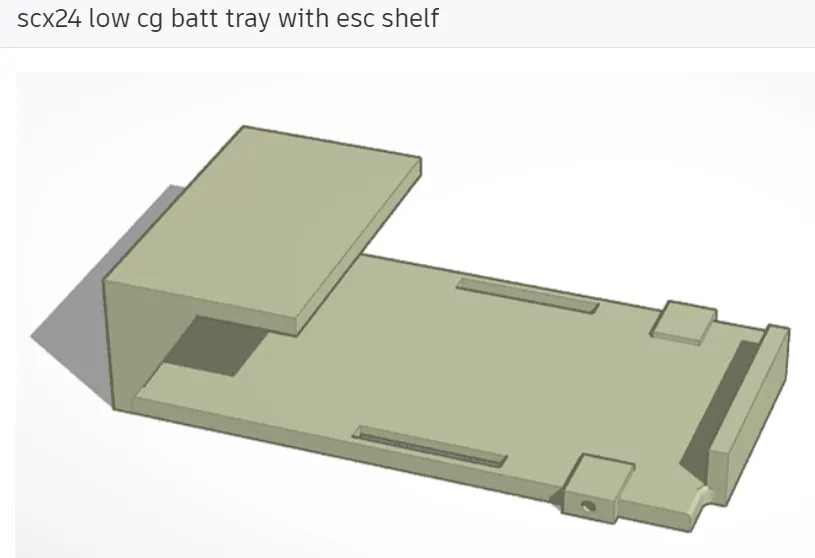 Khay pin scx24 low cg với giá đỡ esc cho động cơ furitek - Image 1