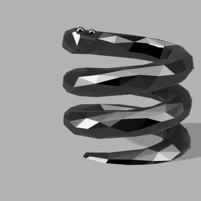 Rắn low poly cuộn tròn sẵn sàng tấn công