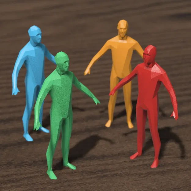 Nhân vật người thấp poly với và không có đế - Image 2