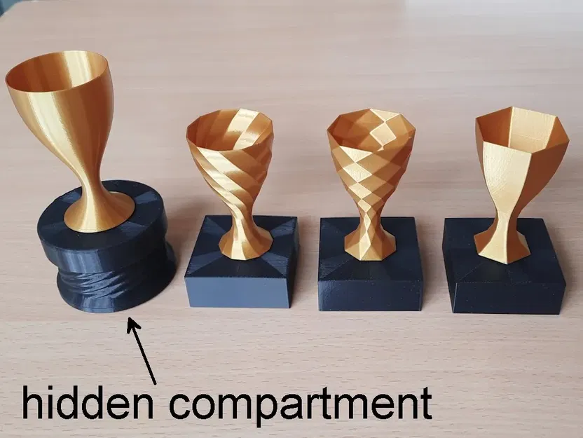 Cúp nhỏ phong cách tối giản với đế và ngăn bí mật - Image 1