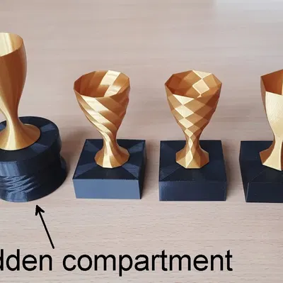 Cúp nhỏ phong cách tối giản với đế và ngăn bí mật