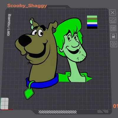 Nghệ thuật tường Scooby Doo và Shaggy 2D dày 1mm