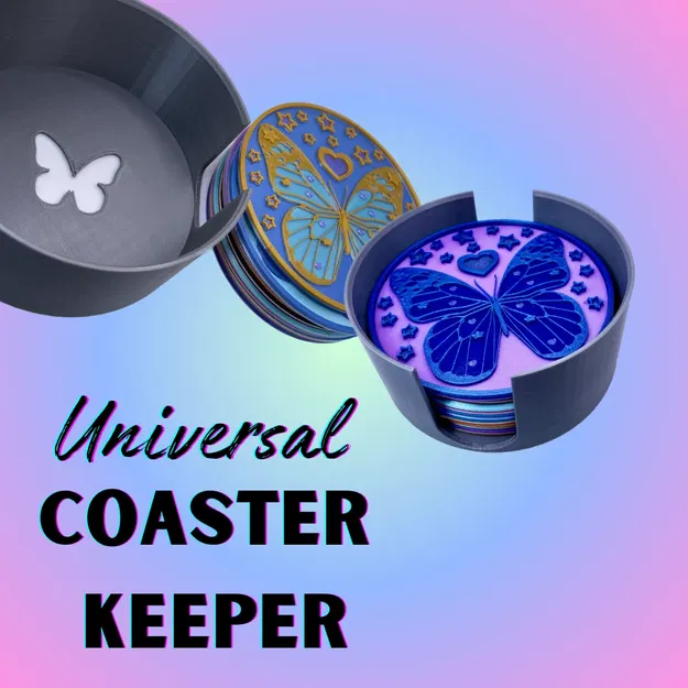 Giá đỡ lót ly 3D với thiết kế ngôi sao và bướm - Image 1