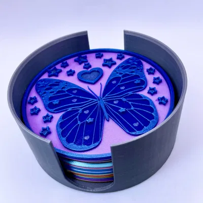 Giá đỡ lót ly 3D với thiết kế ngôi sao và bướm