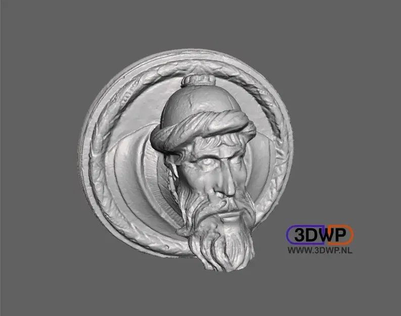 Giá đỡ tường điêu khắc đầu người trên khẩu pháo 3D - Image 1