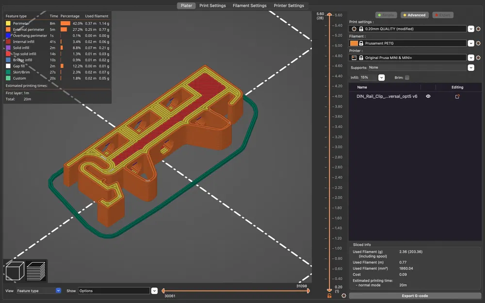 Kẹp ray DIN với khe cho đai ốc hex M3 - Image 3