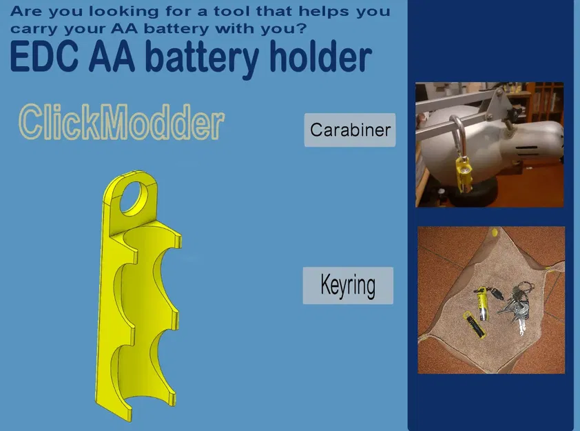 Giá đỡ pin AA cho móc chìa khóa EDC - Image 1