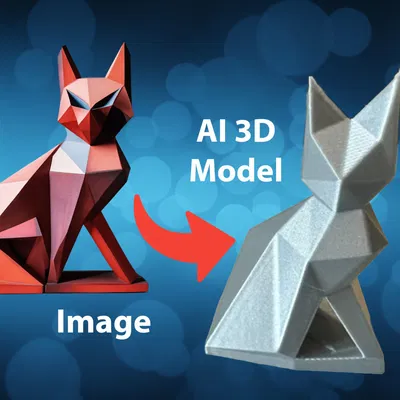 Điêu khắc mèo AI phong cách low poly Geocat