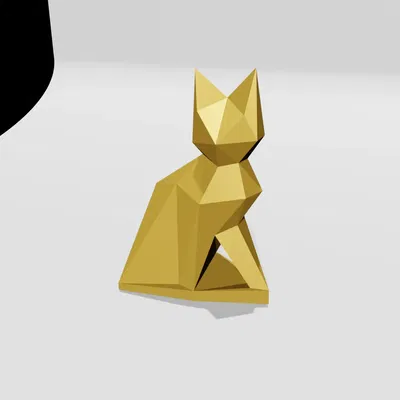 Điêu khắc mèo AI phong cách low poly Geocat