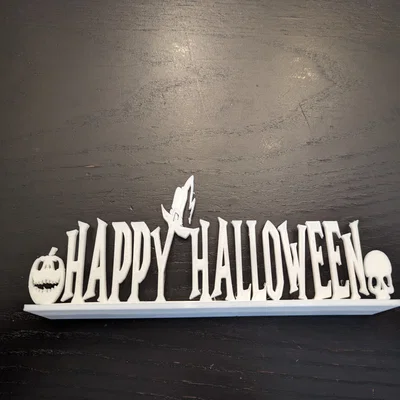 Biển hiệu Halloween với đầu lâu và bí ngô