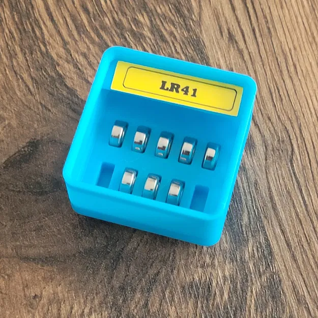 Giá đỡ pin LR41 Gridfinity với nhãn dán 9mm - Image 1