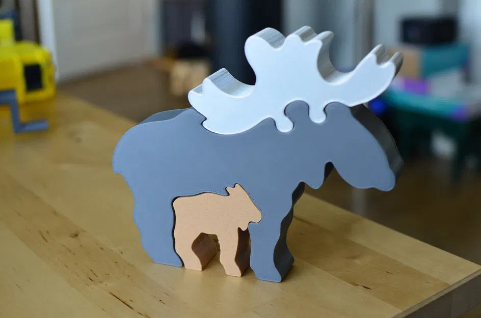 Câu đố tuần lộc trang trí 3D từ gỗ nguyên bản - Image 2