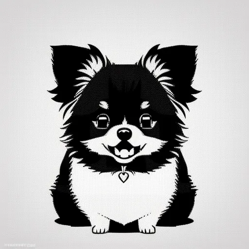 Nghệ thuật treo tường chó Pomeranian với trái tim treo cổ - Image 1
