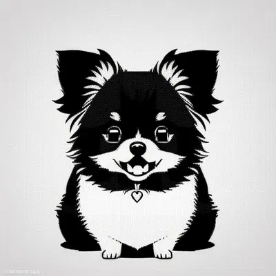 Nghệ thuật treo tường chó Pomeranian với trái tim treo cổ