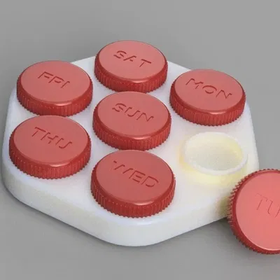 Hộp đựng thuốc hàng tuần bằng tiếng Anh và Tây Ban Nha