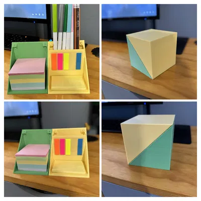 Khối tổ chức văn phòng cho giấy nhớ và bút