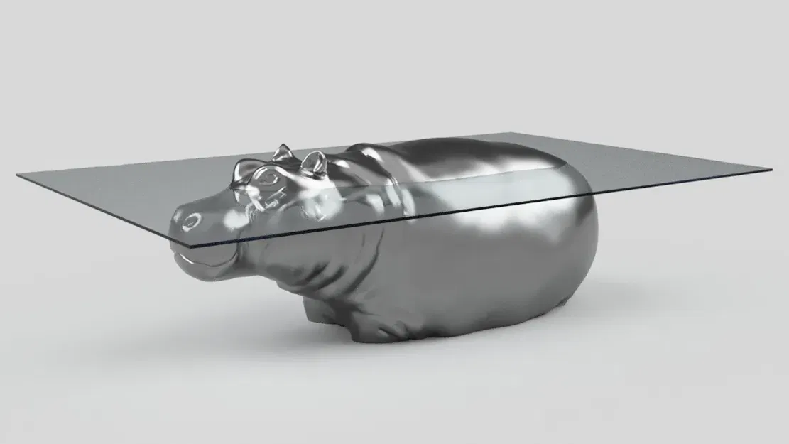 Bàn kính hình hà mã nổi lên từ mặt nước - Image 1