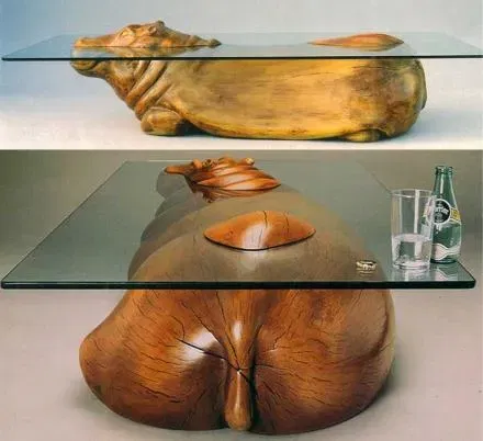 Bàn kính hình hà mã nổi lên từ mặt nước - Image 3