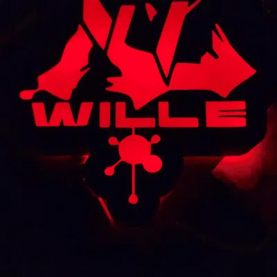 Hộp đèn LED với logo Wille từ phim Evangelion
