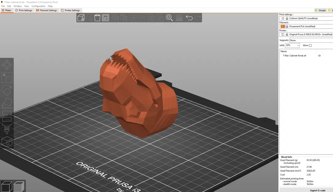 Núm cửa tủ hình T-Rex phong cách Low-Poly - Image 1