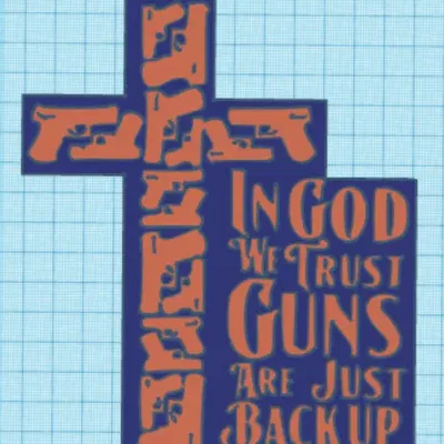 Biểu ngữ "Chúa và Súng" trang trí nội thất