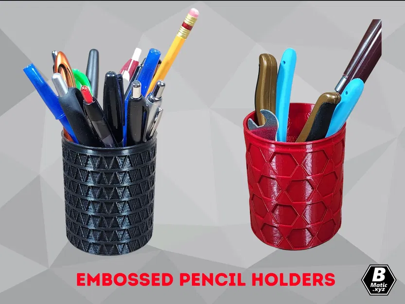 Giá đỡ bút chì hình trụ với họa tiết hình học nổi bật - Image 1