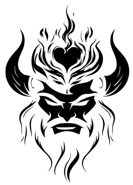 Mẫu stencil Satyr với trái tim lửa cho áo khoác - Image 1