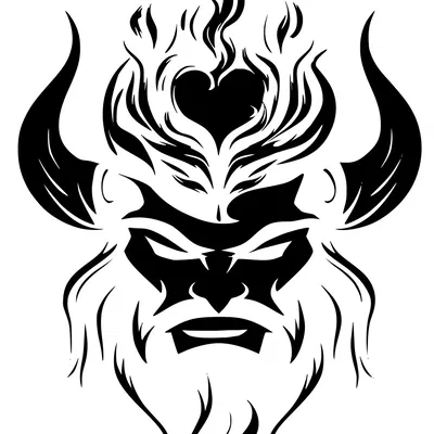 Mẫu stencil Satyr với trái tim lửa cho áo khoác