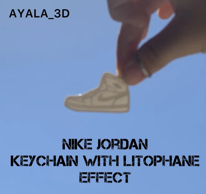 Móc khóa Nike Jordan in PLA màu trắng với hiệu ứng lithophane - Image 1