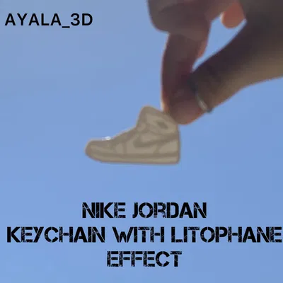 Móc khóa Nike Jordan in PLA màu trắng với hiệu ứng lithophane