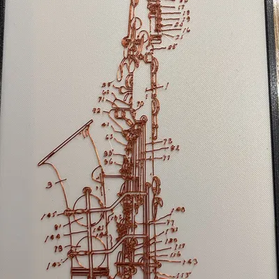 Bản vẽ saxophone alto in 3D với màu sắc độc đáo