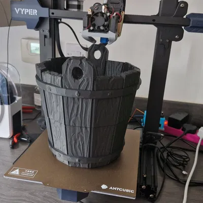 Xô gỗ cổ điển đơn giản in 3D