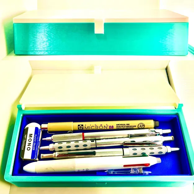 Hộp bút chì/bút bi với khay bỏ vào tiện lợi - Image 1