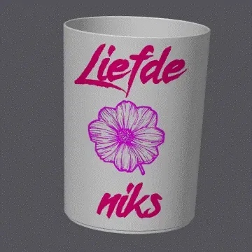 Chậu cây đẹp với câu nói "Liefde kos mos niks