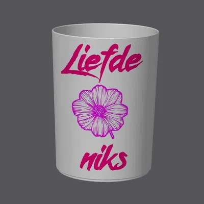 Chậu cây đẹp với câu nói "Liefde kos mos niks