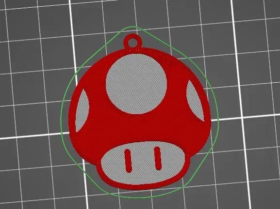 Móc khóa nấm Mario Bros in 3D hai màu - Image 1