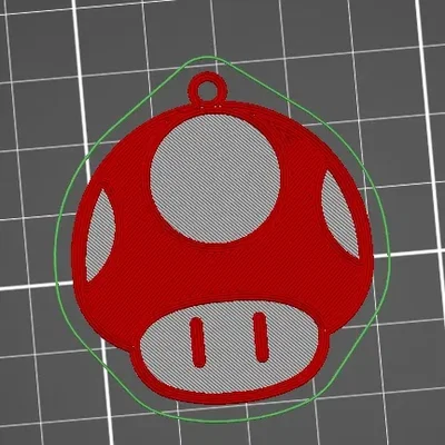 Móc khóa nấm Mario Bros in 3D hai màu