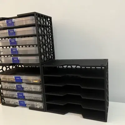 Ngăn kéo tổ chức đồ dùng xếp chồng với họa tiết lục giác