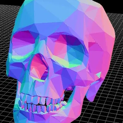 Giá đỡ bút hình đầu lâu poly thấp remix