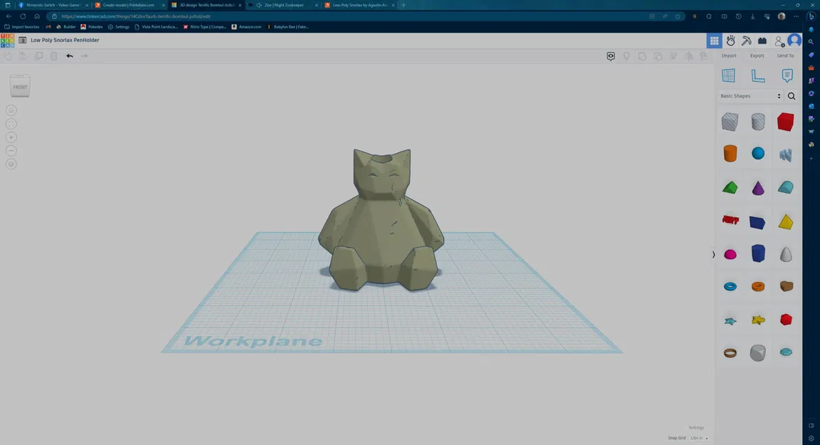 Giá đỡ bút hình Snorlax phong cách Low Poly - Image 1